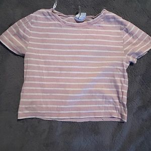 Striped pink and white crop top
